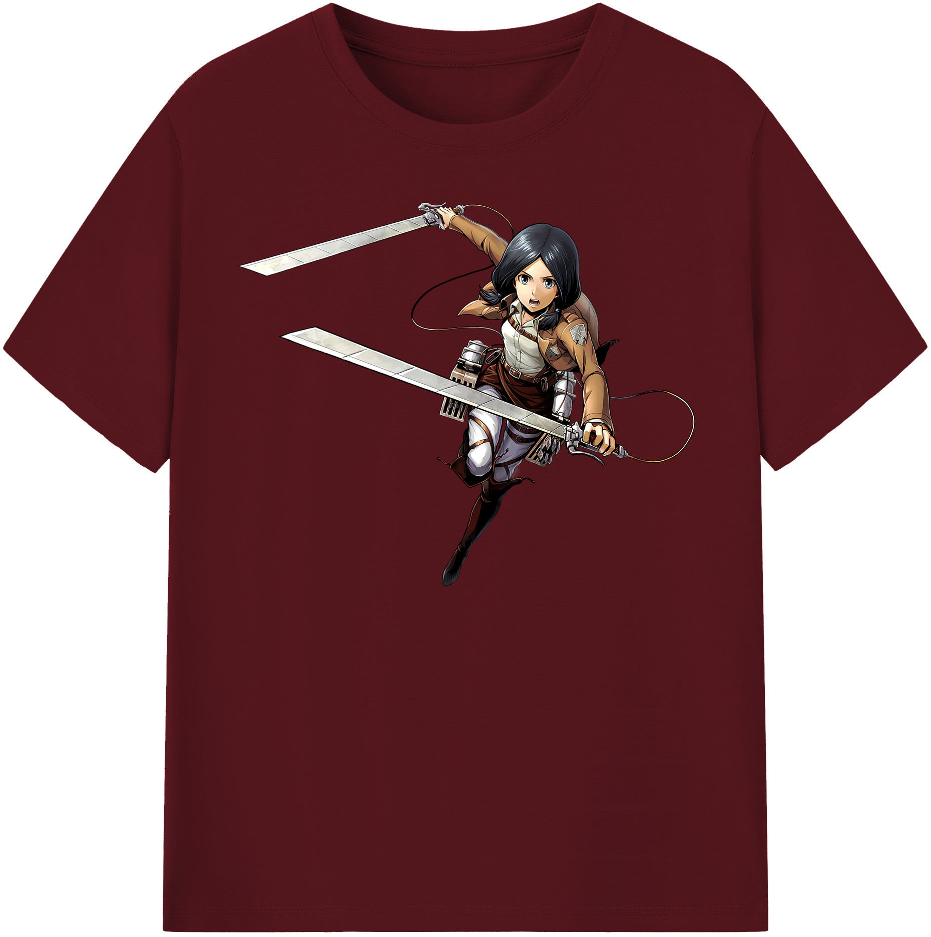 （画像用） 進撃の巨人 ミカサ·アッカーマン Attack on Titan Mikasa Ackerman 綿100％半袖Tシャツ（フロントプリント）